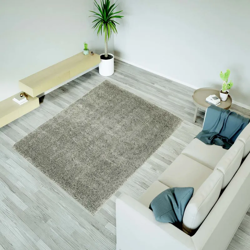 Plain Polyester Silver Rug